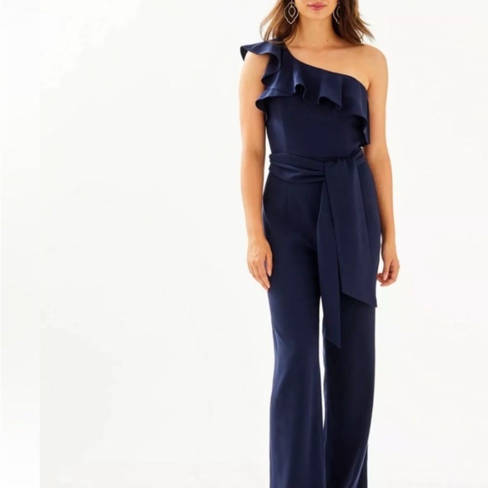 Lilly Pulitzer Navy One-Shoulder Jumpsuit